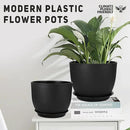 Plant Pots 12/10/9 inch Set of 3, Flower Pots with Multi Mesh Drainage Holes, Large Planters for Indoor Outdoor Garden Plants and Flowers. (Black) by GreenHaven Gardens