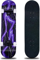 Skateboard,31 x 8 Inch Complete Skateboard, 8-Layer Maple Wood Deck Double Kick Standard Skateboards for Kids, Teens, Adult, Beginner by TinyTreasures Baby Boutique