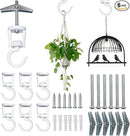 Ceiling Hooks for Hanging Plants (6 PCS White),Heavy Duty Metal Plant Hooks, Screw in Hooks for Hanging Birdfeeders, Lamps, Planters, Outdoor Decorative Hooks up to 33 lbs by GreenHaven Gardens