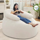 HABUTWAY Bean Bag Chair with U-Shaped Pillow for Adult and Kids Big BeanBag Chair with Filling Ultra Soft Faux Fur Couch Chair with Washable Cover for Living Room Bedroom Office, Beige & Beige by CozyNest Decor