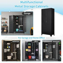 75" Metal Storage Cabinet, Tool Cabinets with Hooks, Garage Storage Cabinet with Lock, Heavy-Duty Tool Cabinet for Utility Room, Gym, Basement, Broom Closet Cabinet, Black by CozyNest Decor