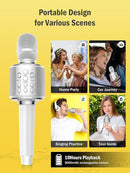 Wireless Bluetooth Karaoke Microphone, Built-in Loud Speaker for 10H Playback, Add Reverb/Duet Mode/Earbuds Monitoring, Portable Karaoke Machine for Entertainment & Singing Practice (White) by TinyTreasures Baby Boutique