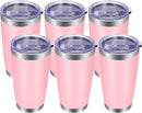 VEGOND 20oz Tumbler with Lid and Straw Stainless Steel Tumbler Cup Bulk Vacuum Insulated Double Wall Travel Coffee Mug Powder Coated Coffee Cup(Pink 6 Pack by TinyTreasures Baby Boutique