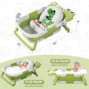 MoreFeel Collapsible Baby Bathtub for Newborn with Thermometer & 1 Hooded Towel & 1 Soft Floating Cushion,Portable Travel Bathtub with Drain Hole, Durable Foldable Baby Tubs for Infants to Toddler by TinyTreasures Baby Boutique