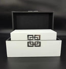 Galt International Storage Box Set Decorative Storage Box w/Hinged Lid Classic Design Wood Decor Boxes with Geometric Clasp Storage for Bedroom & Home - Set of 2 (White & Silver) by CozyNest Decor
