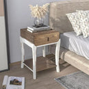 COSIEST Rustic Nightstand, 2-Tier Farmhouse Bedside Table, Wood Accent End Table with Storage Drawer and Open Display Shelf for Bedroom Nursery Living Room(Walnut) by CozyNest Decor