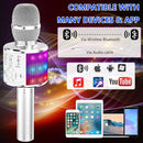 Amazmic Kids Karaoke Microphone Machine Toy Bluetooth Microphone Portable Wireless Karaoke Machine Handheld with LED Lights, Gift for Children Adults Birthday Party, Home KTV(Silver) by TinyTreasures Baby Boutique