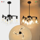 6 Light Modern Farmhouse Chandelier，Black Dining Room Light Fixture，Kitchen Pendant Lights Over Island with Glass Shade by CozyNest Decor
