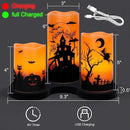 Wondise Halloween Rechargable Flickering Flameless Candles with 6H Timer, Battery Operated LED Real Wax Candles with Charging Base Set of 3 Halloween Home Decoration Gifts(3 x 4 5 6 Inch) by CozyNest Decor