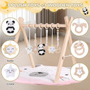 Wooden Play Gym with Mat, Foldable Baby Activity Gyms for Infants Newborn Baby Girl and Boy, Tummy Time Baby Infant Toys 0-6 6-12 Months (Rabbit) by TinyTreasures Baby Boutique