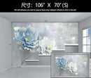 WFBHUA-Blue Floral Wallpaper Mural Modern Peony Flower Wallpaper Large 3D Art Living Room Bedroom Bathroom Wall Mural Decor (Not Peel and Stick) by CozyNest Decor