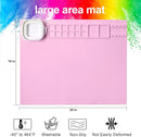 AWOKE Silicone Painting Mat for Table Protection - 20"X16" Washable Art Mat with 1 Water Cup for Kids - Craft Mat has 12 Color Dividers - 2 Paint Palettes (Pink), Toddler Activities, Girl Boy Gifts by TinyTreasures Baby Boutique