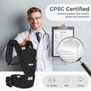 FRUITEAM Baby Carrier Newborn to Toddler 6 in 1 Hip Waist Stool with Head and Lumbar Support, Safety - Certified Hip Seat Carrier, Adjustable & Removable Baby Carrier for All Seasons, Black by TinyTreasures Baby Boutique