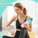 OLDLEY 32 oz Water Bottle, Motivational Water Bottle with Time Marker, Sports Water Bottle With Strap, Leakproof & BPA Free Large Water Bottles for School, Gym, Travel, Outdoor, Tritan,Green&Pink by CozyNest Decor