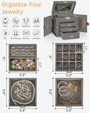 AKOZLIN 4-Tier Jewelry Box Leather Jewelry Storage Organizer with 3 Drawers Lockable for Women Girls Ring Necklace Earring Bracelet Holder with Mirror Dark Grey by TinyTreasures Baby Boutique