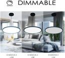 MADEM Modern LED Pendant Light 23.6'' Disc Chandelier Hanging Lighting Fixture with Acrylic Shape Dimmable Office Chandelier 6000K for Office Room Football Bedroom Decor Kitchen Island, Black by CozyNest Decor