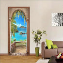3D Door Stickers Murals - Landscape - Peel and Stick - Waterproof & Washable - Matt Finish - Tropical Beach - 31.5" x 78.7" - 2 PARTS by GreenHaven Gardens
