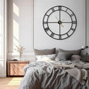 LEIKE 40 Inch Extra Large Modern Wall Clock, Oversize Rustic Round Nearly Silent Battery Operated, Black Metal Roman Numerals Wall Clocks for Living Room, Bedroom, Entrance Home Decor by CozyNest Decor
