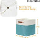 DULLEMELO Square Storage Cubes Baskets for Gifts Empty, 12 inch Cube Stroage Bins Linen Closet Organizers and Storage Baskets for Toy Nursery Shelves Bedroom Storage(4 Pack - 12" White&Teal) by TinyTreasures Baby Boutique