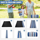 Picnic Blankets Outdoor Extra Large - 80"x80" Waterproof Beach Blanket, Machine Washable 3-Layer Foldable Park Mat with Sandproof Backing for Grass, Hiking, Travel, Concerts, Indoor (BlueStrip) by TinyTreasures Baby Boutique