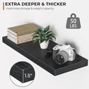 Floating Shelves - 2 Pack 9 Inch Rustic Wooden Wall Shelves - Extra Deeper & Thicker Wall Mounted Storage Shelf for Living Room, Kitchen, Farmhouse - 24" W x 9" D x 1.6" H - Rustic Black by CozyNest Decor