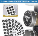 Black Countertop Rotating Spice Rack, 16-Jars Revolving Spice Rack Organizer Tower, 135 Spice Labels with Funnel Complete Set, Seasoning Organizer for Kitchen Countertop, Cabinet by CozyNest Decor