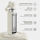 Insulated Water Bottle with Straw Stainless Steel Water Bottle, Leak-Proof, BPA-Free, Double Wall Vacuum Keeps Cold for 24 Hours for Sports, Travel, School (32 oz, Cream Moon) by CozyNest Decor
