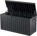 80 Gallon Waterproof Large Resin Deck Box Indoor/Outdoor Lockable Storage Container and Seating for Garden, Pool, and Patio (80 Gallon, Black) by GreenHaven Gardens