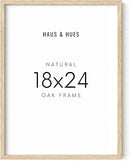 HAUS AND HUES Beige 18 x 24 Poster Frame - 18 x 24 Picture Frame, Wall 18x24 Frame, 18x24 Wood Frame, 24x18 Poster Frame, Wooden Picture Frame 18 x 24, Art 18 x 24 Frame (Beige Oak Frame) by CozyNest Decor