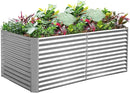 Land Guard 8x4x3ft Rectangular Galvanized Raised Garden Beds, Large-Capacity Metal Planter Box Outdoor, Durable Deep Raised Garden Bed 3ft Tall, Raised Beds for Gardening Vegetables, Classic Silver by CozyNest Decor
