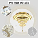 Flashing God Modern Crystal Chandeliers Dia 24" Gold Chandelier Flush Mount Ceiling Light for Bedroom Living Room Dining Room Hallway Dimmable 3 Rings LED Celing Lighting Fixtures by CozyNest Decor