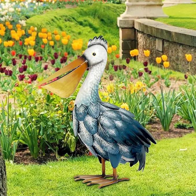 Kircust Pelican Statues, Garden Outdoor Decor Yard Art, Coastal Ocean Metal Bird Sculpture Ornament for Backyard Porch Patio Pond Decorations, photo 3 of 9