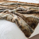 BATTILO HOME Luxury Brown Faux Fur Blanket Thick Warm Elegant Cozy Fuzzy Throw for Couch, Bed, Sofa Fluffy Blankets Decorative Reversible to Plush Velvet, 50"x60" by CozyNest Decor
