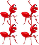 Metal Yard Art Garden Decor Cute Ant Outdoor Wall Sculptures Patio Lawn Ornament Fence Decoraions - Set of 4 Red by GreenHaven Gardens