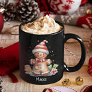 Watercolor Christmas Gingerbread Design Mug, Custom Gingerbread Lover Black Cup, Customized Christmas Coffee Mug With Name, Gift For Boy Girl, Personalized Gingerbread Lover Cup 11oz 15oz by CozyNest Decor