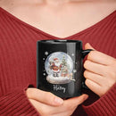 Custom Snow Ball Design Mug With Name, Personalized Black Cup 11oz 15oz, Snow Ball With Santa Claus And Christmas Tree Inside Design, Customized Christmas Themed Coffee Cup by CozyNest Decor