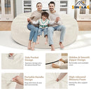 7FT Bean Bag Chair, Large Bean Bag Chairs with Memory Foam Filled, Fluffy Beanbag Sofa with Dutch Velvet Cover, Round BeanBag Chairs for Living Room, Playroom - Beige by TinyTreasures Baby Boutique