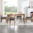 Rattan Dining Chairs Set of 4, Upholstered Linen Dining Room Chair with Cane Backrest Wooden Farmhouse Kitchen Chairs Armless Side Chair for Dining Room/Restaurant, Black by CozyNest Decor