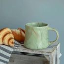 Abstract Art Ceramic Coffee Mugs Set - 1 Pack, Mint Green with Red and White Accents, Handcrafted Design for Modern Kitchen or Office by CozyNest Decor