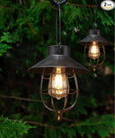 YAKii 2 Pack Solar Lantern Hanging Waterproof Outdoor Metal Solar Lamp with Warm White Light Decorate for Yard Garden Pathway Patio Porch Decor (Black) by CozyNest Decor