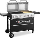 Brand-Man Griddle Grill Combo 6-Burner, 2 in 1 Versatile Propane Gas Grill and Griddle with Double Stainless Steel Lids, BBQ Combo for Outdoor Kitchen & Backyard Barbecue Cooking by GreenHaven Gardens