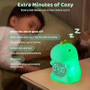 Dinosaurs Alarm Clock with Night Light for Kids with Sleep Training and Sound Machine, Rechargeable Silicone Lamp OK to Wake Clock，Cute Animal Tabletop Lamp, Perfect Sleep Companion for Boys Girls by TinyTreasures Baby Boutique