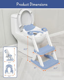 Forbena Boys Potty Training Seat with Step Stool Ladder, Toilet Potty Seat for Baby Boy Toddlers, Kids Chair Stairs with Handles and Soft Cushion (White and Blue) by TinyTreasures Baby Boutique