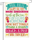 Patio Summer Clearance Pool Garden Flag Welcome to Our Patio Sign Outdoor Decorations Small Double Sided Burlap art Stained Glass Style Garden Flags 12 x 18 Inch for Outside by GreenHaven Gardens