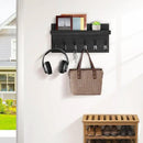 Shelf with Hooks, Coat Rack Wall Mount with 6 Double Metal Hooks, 17 Inch Farmhouse Wall Hooks with Shelf, for Entryway, Bathroom, Kitchen, Black by CozyNest Decor