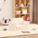 Toddler Chair Sherpa Kids Couch, 2-in-1 Soft Kids Sofa Lounger for Bedroom, Convertible Couch for Girls and Boys, Reading Chair, Beige by CozyNest Decor