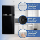RecPro 10 Cu Ft 12V RV Refrigerator | Black Frost-Free Fridge with Freezer | Double Door, Adjustable Shelves, Reversible Door, Built-In Lock | 23.5”W x 26”D x 59”H | Off-Grid & Dry Camping Ready by CozyNest Decor