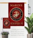 Marine Corps Burlap Garden Flag - Set with Stand Armed Forces USMC Semper Fi United State American Military Veteran Retire Official - House Banner Small Yard Gift Double-Sided Made In USA , Garden Flag 13"x 18.5" by GreenHaven Gardens