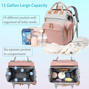Jeryswet Baby Diaper Bags with Changing Station, Waterproof Large Capacity Diaper Bag Backpack for Moms Dads with USB Charging Port and Stroller Straps, Baby Shower Gifts, Pink-Grey by TinyTreasures Baby Boutique