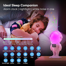 Astronaut Sunrise Alarm Clock for Kids, White Noise Sound Machine with 30 Soothing Sounds, 22 Dimmable Nightlights, Bluetooth Speaker, Dual Digital Alarm Clocks, Wake Up Light for Bedroom, Adults by TinyTreasures Baby Boutique